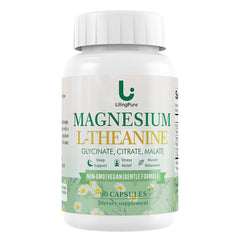 LilingPure Magnesium Complex bottle on a nightstand promotes a calm evening routine.
