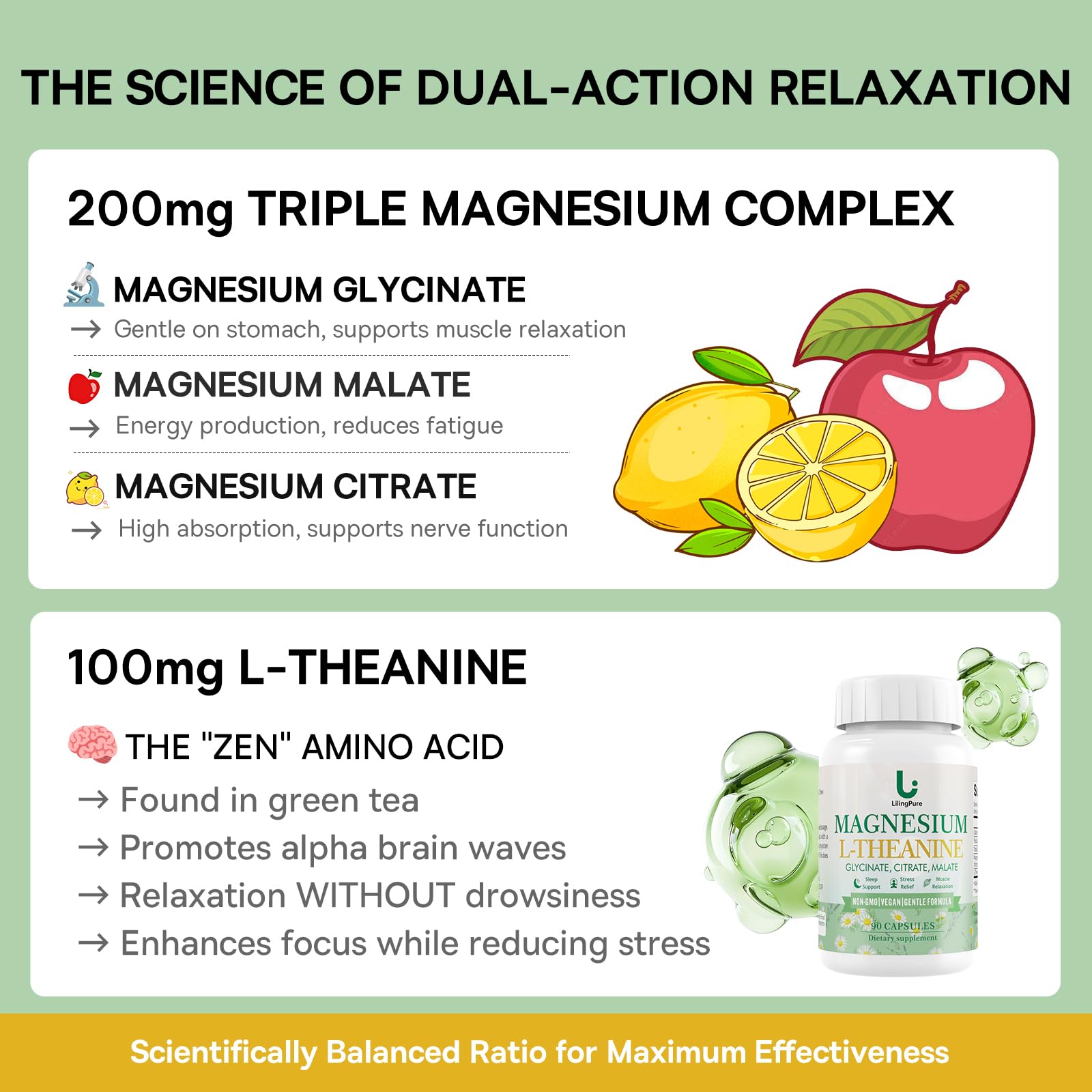 LilingPure magnesium capsules in hand suggest convenient daily use.