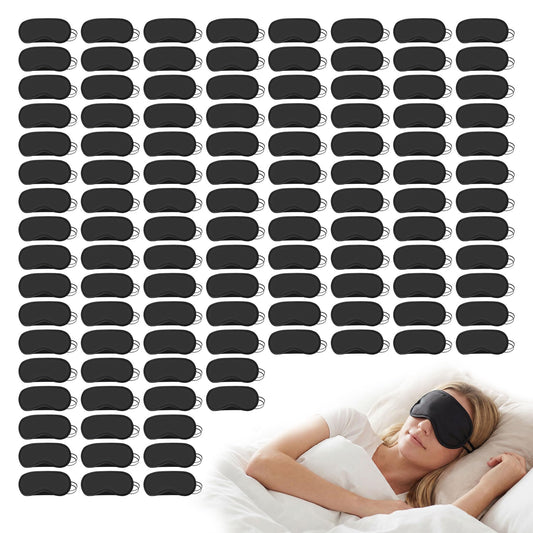 Lilingsty bulk sleep mask, black, with elastic straps for comfortable light blocking on the go.