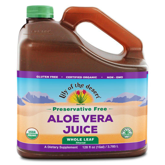 Lily of the Desert Aloe Vera Juice bottle ready for daily hydration and wellness.