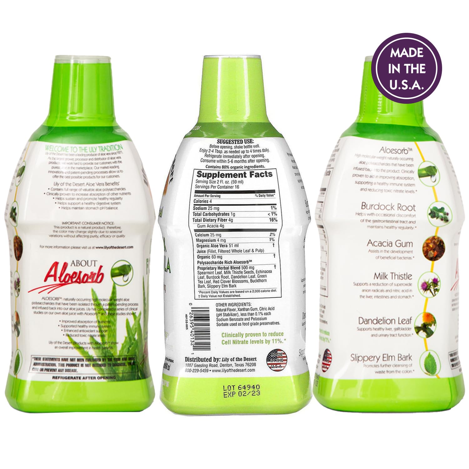 Lily Of The Desert Detox Formula bottle showing herbal blend for cleansing