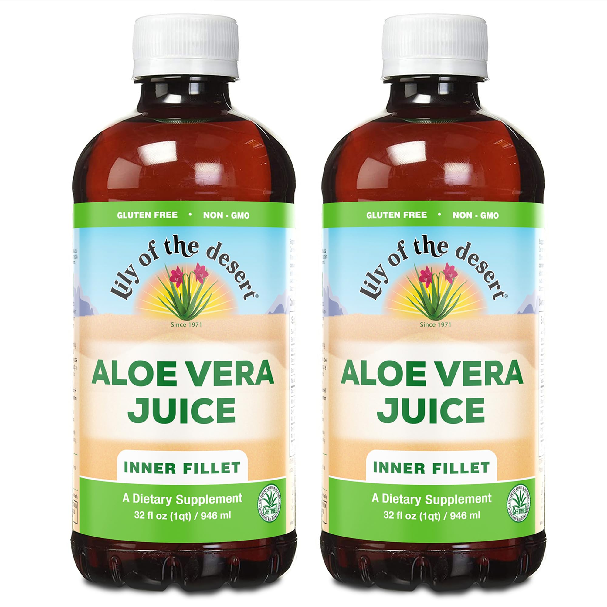 Lily Of The Desert organic aloe juice inner-fillet bottle supports gut health