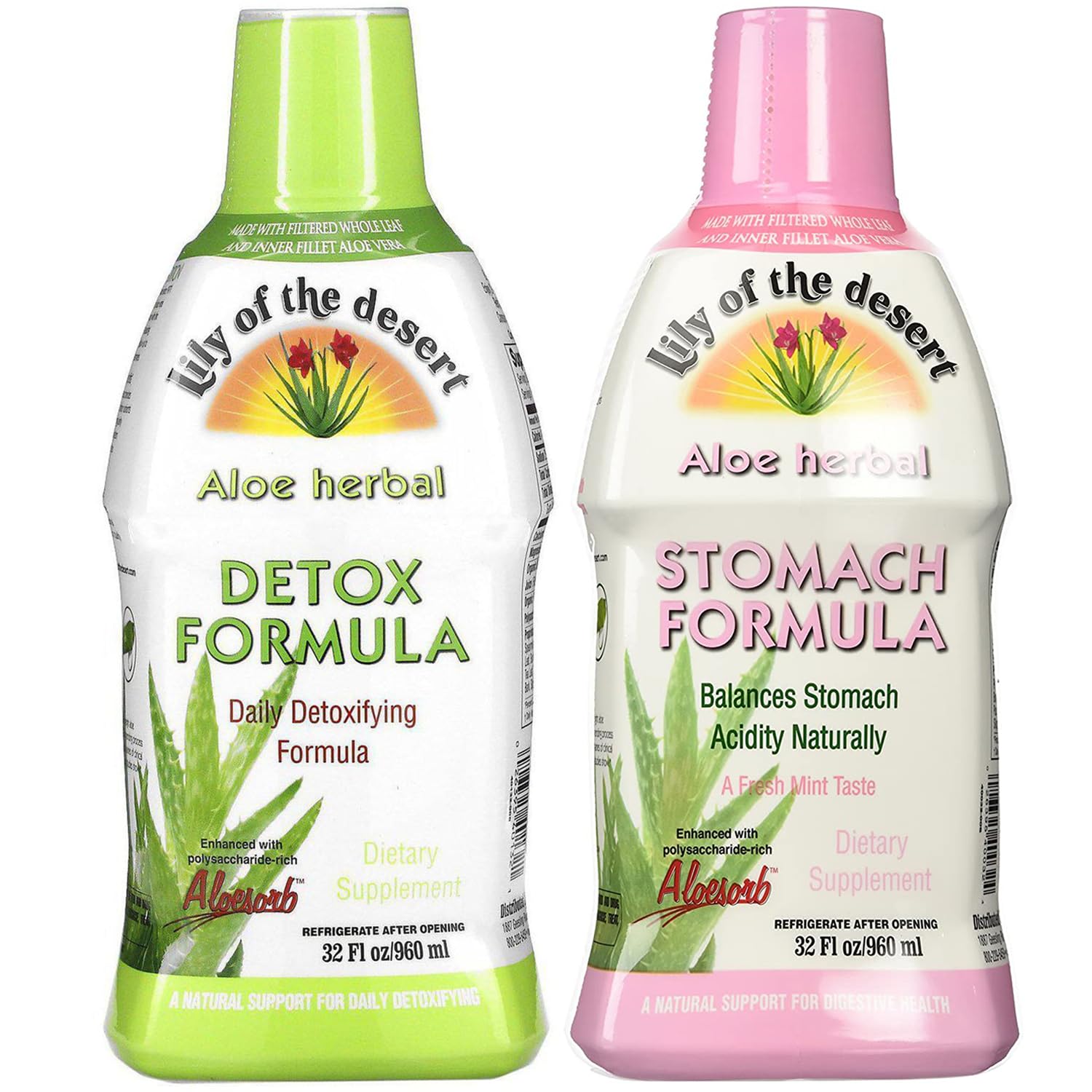 Lily Of The Desert Stomach Formula bottle with mint aroma for digestion support
