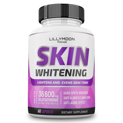LILYMOON Glutathione whitening bottle shows skin-brightening formula.