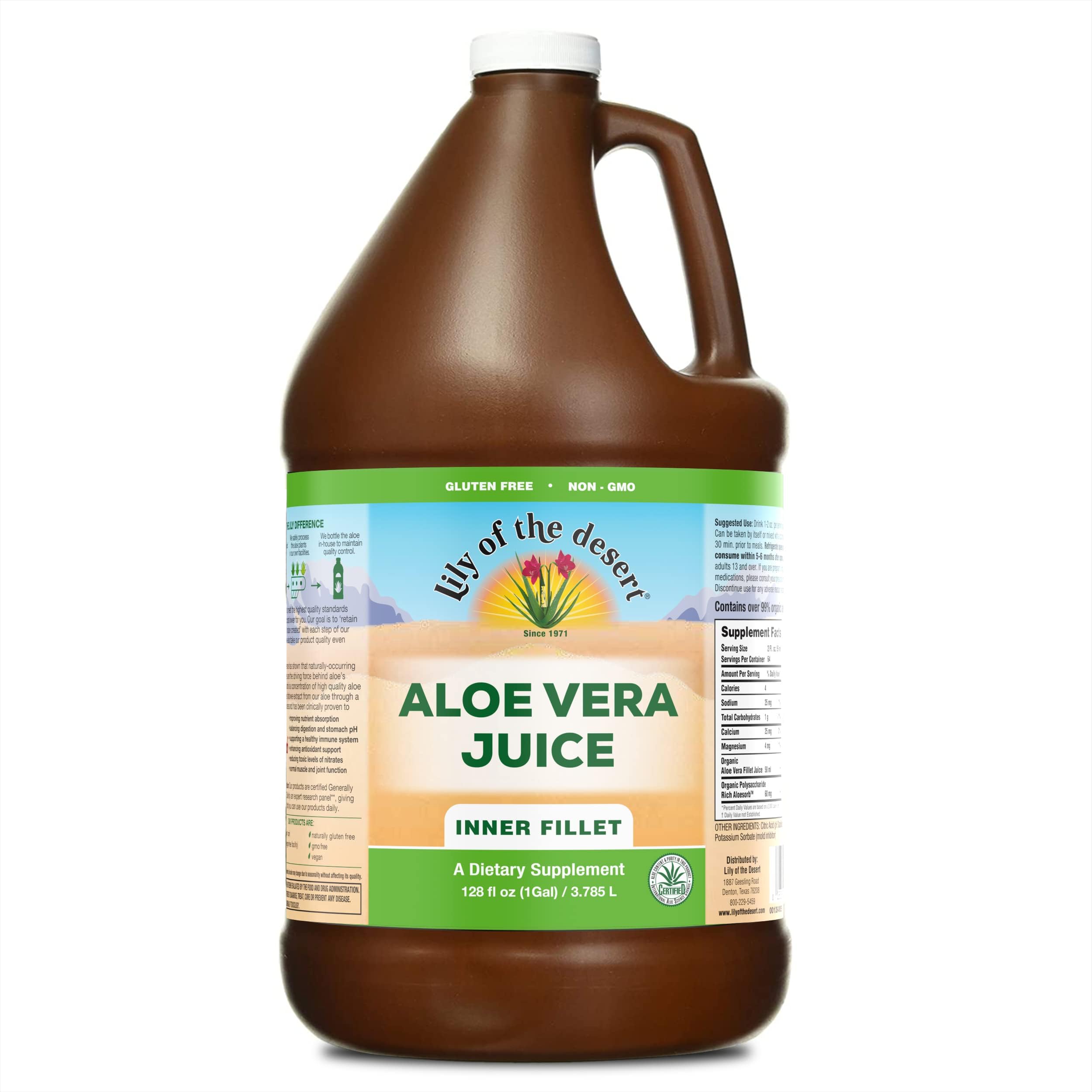 Lily of the Desert inner-fillet aloe juice bottle ready to sip, premium wellness option