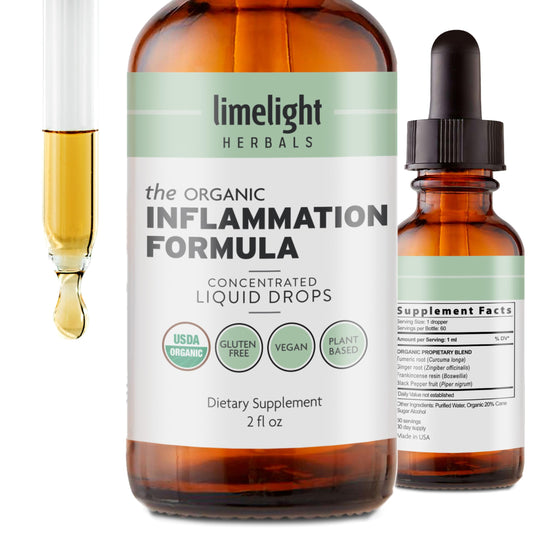 Limelight Herbals Organic Inflammation Formula bottle front view showing premium product