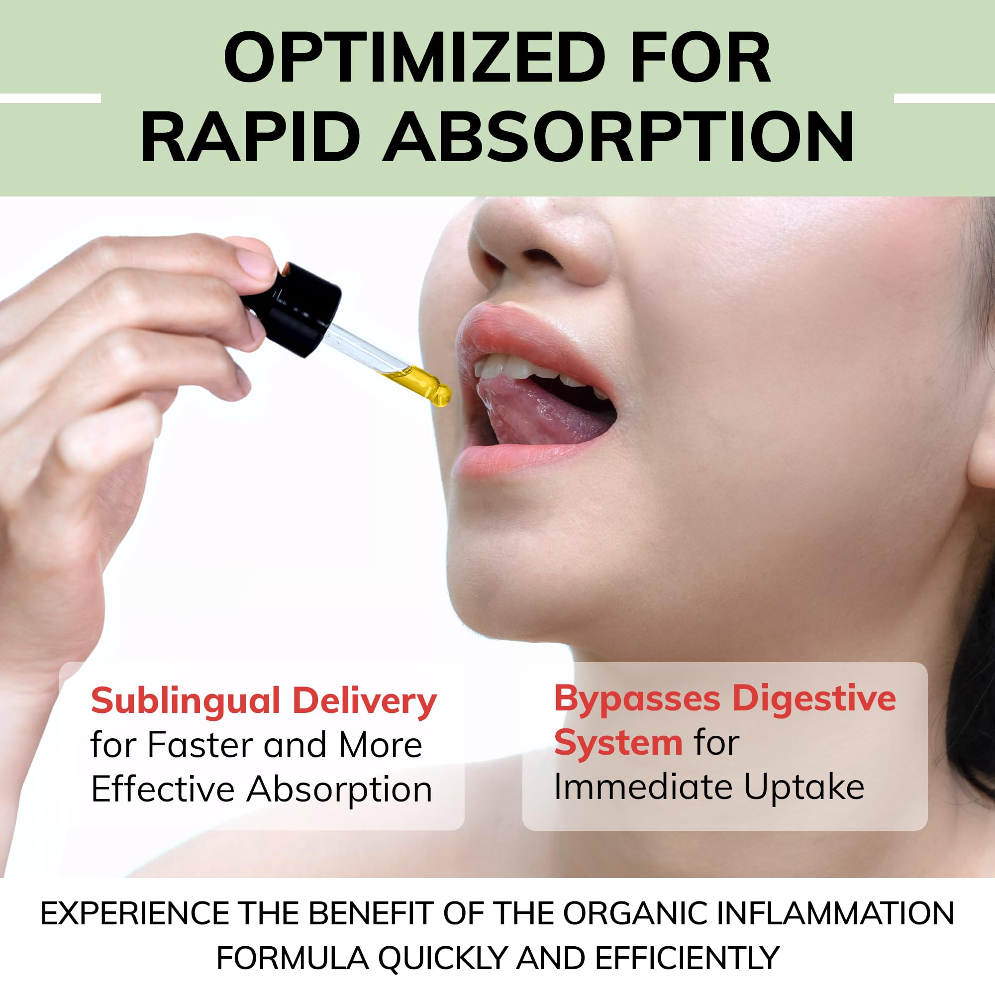 Limelight Herbals Organic Inflammation Formula dropper application for easy daily use