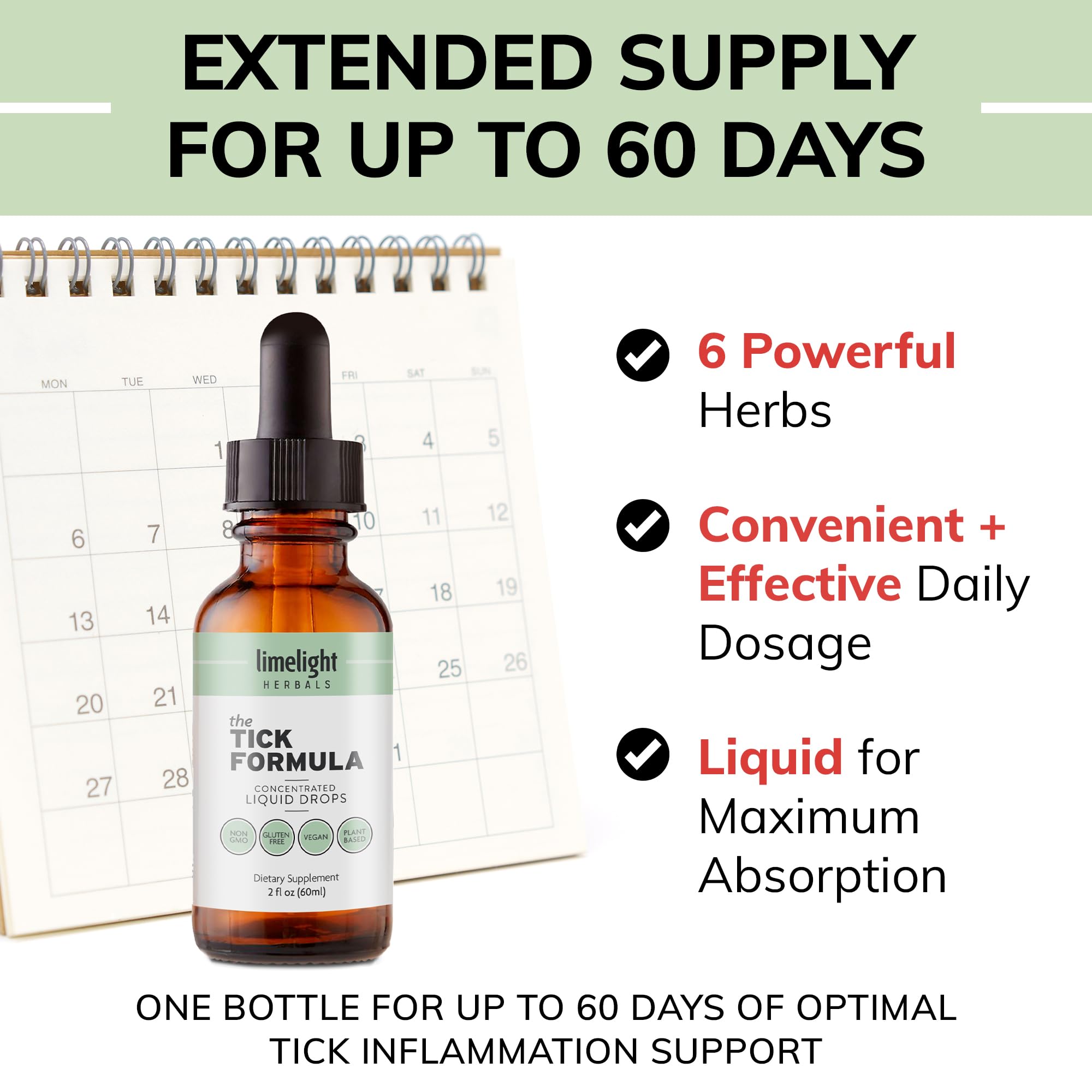 LIMELIGHT HERBALS Tick Formula dropper and water use, easy dosing.