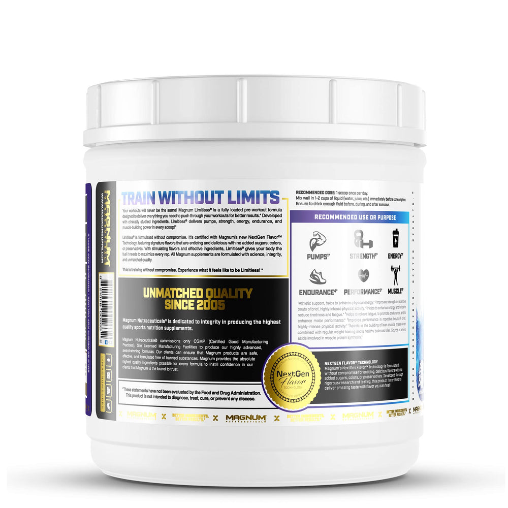 LIMITLESS Magnum serving pour pose suggests quick mix for a boost
