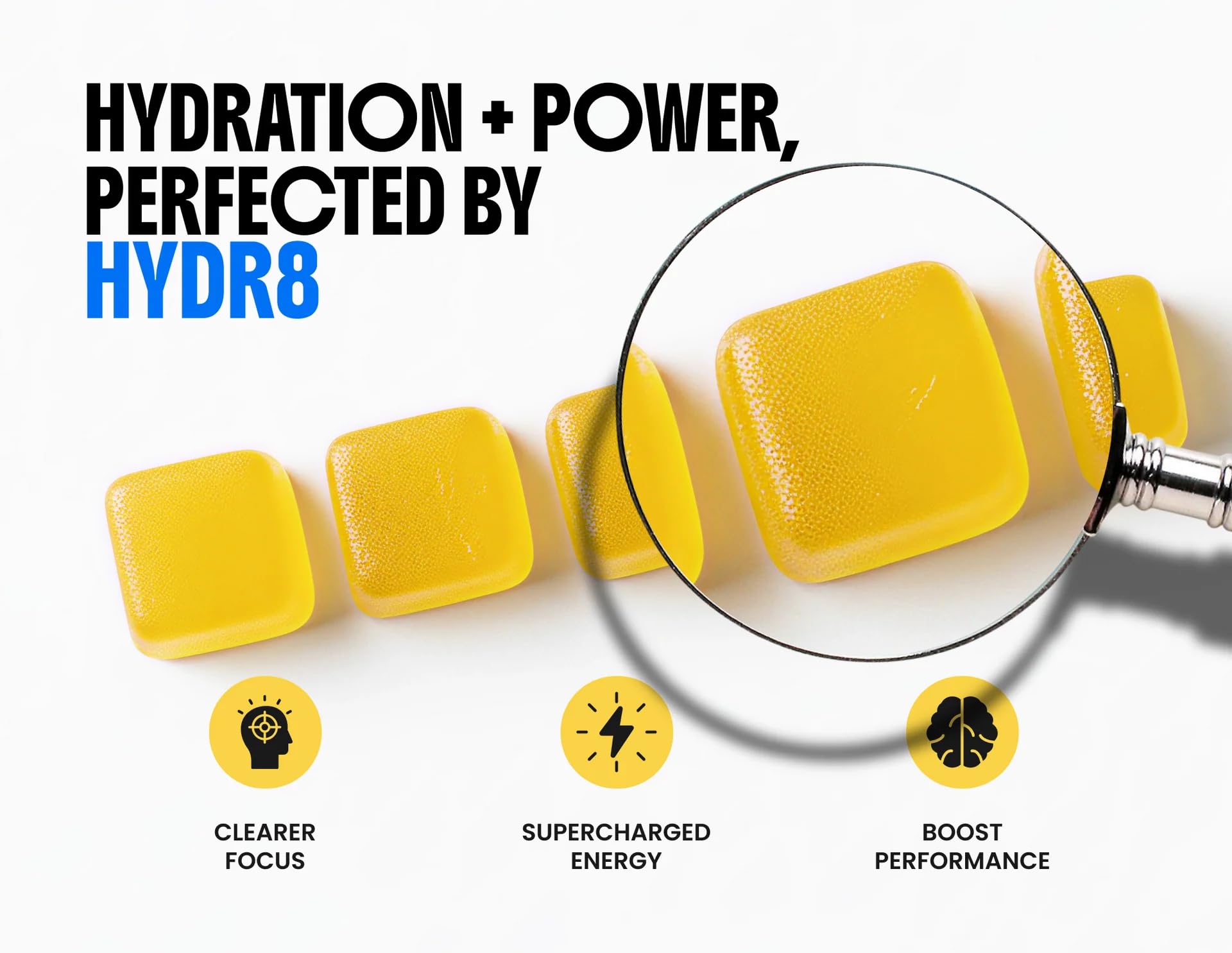 Limitless HYDR8 gummies close-up highlighting texture and vitamin-rich hydration support.