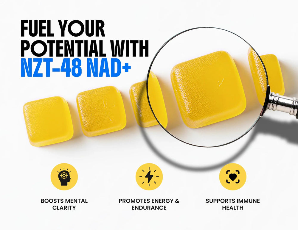 LIMITLESS X NZT-48 NAD gummies close-up highlighting mango flavor