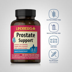 Lindberg Prostate Supplement ingredients list including saw palmetto and zinc for daily wellness.