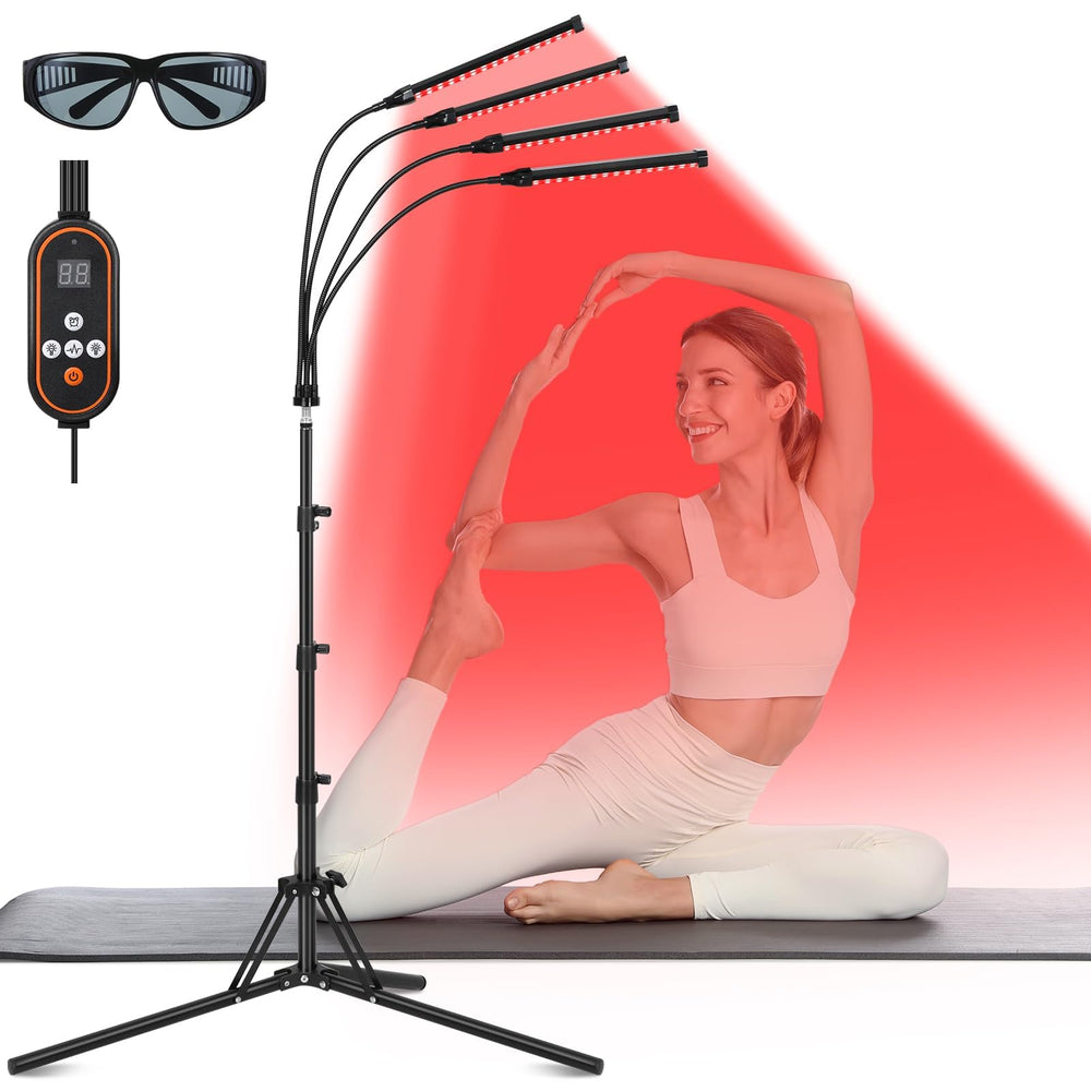 Linidcoud red light therapy lamp with four heads for targeted home skin and muscle care.