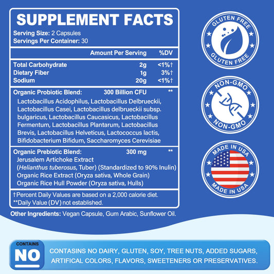 Linkvibe bottle front label highlighting shelf stable, dairy free probiotic formula