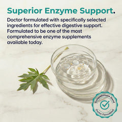 LionHeart Enteric-coated enzyme pills image suggesting targeted release timing