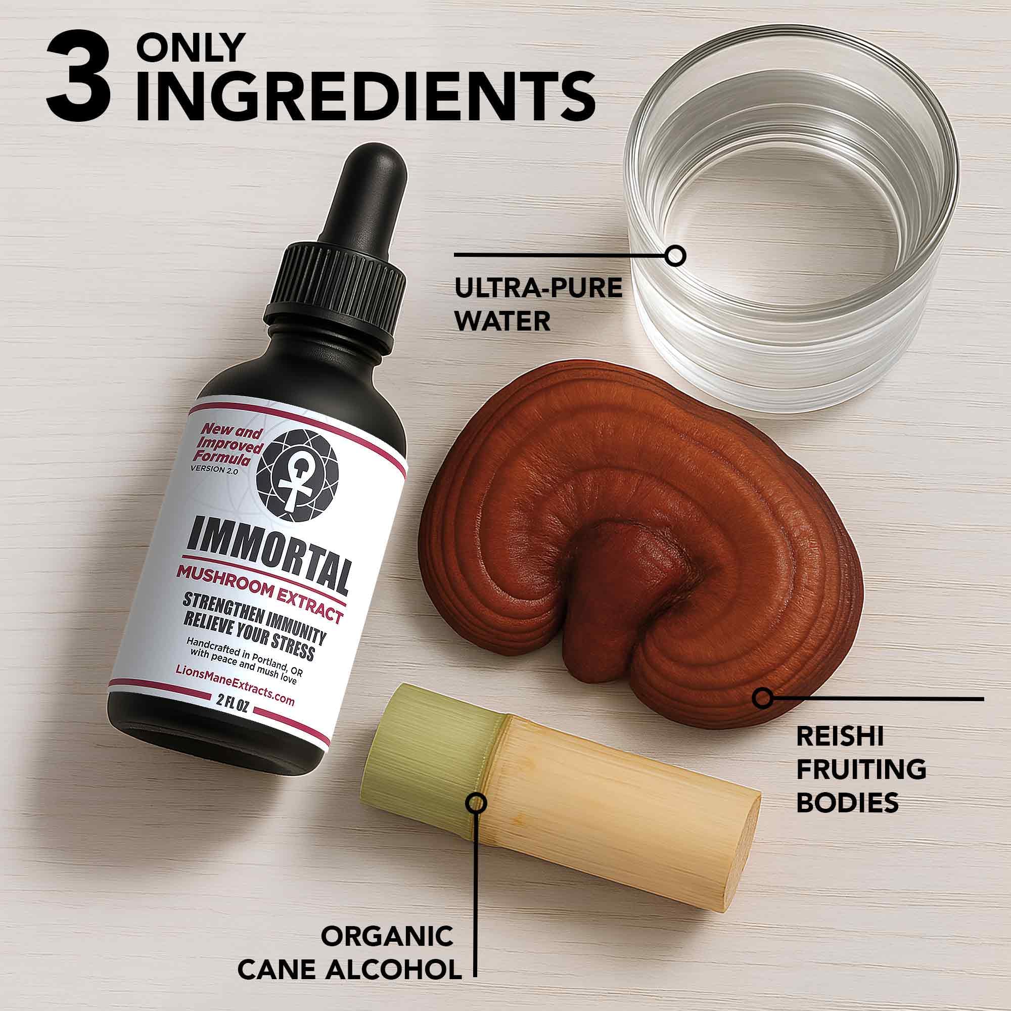 LionsManeExtracts Dual-extracted Reishi liquid highlights purity and potency