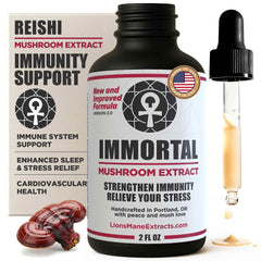 LionsManeExtracts Immortal Reishi bottle pour for balanced energy support