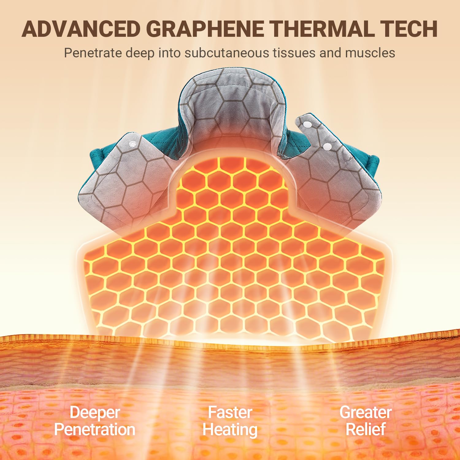 LIPHOME graphene heating pad on back area offering deep-heat coverage