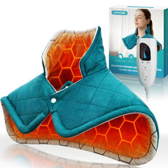 LIPHOME graphene heating pad on neck and shoulders for targeted warmth and relief