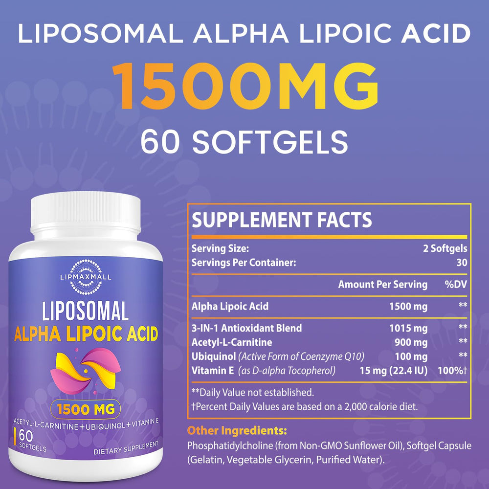 Lipmaxmall Acetyl-L-Carnitine 900mg capsules supporting energy metabolism.