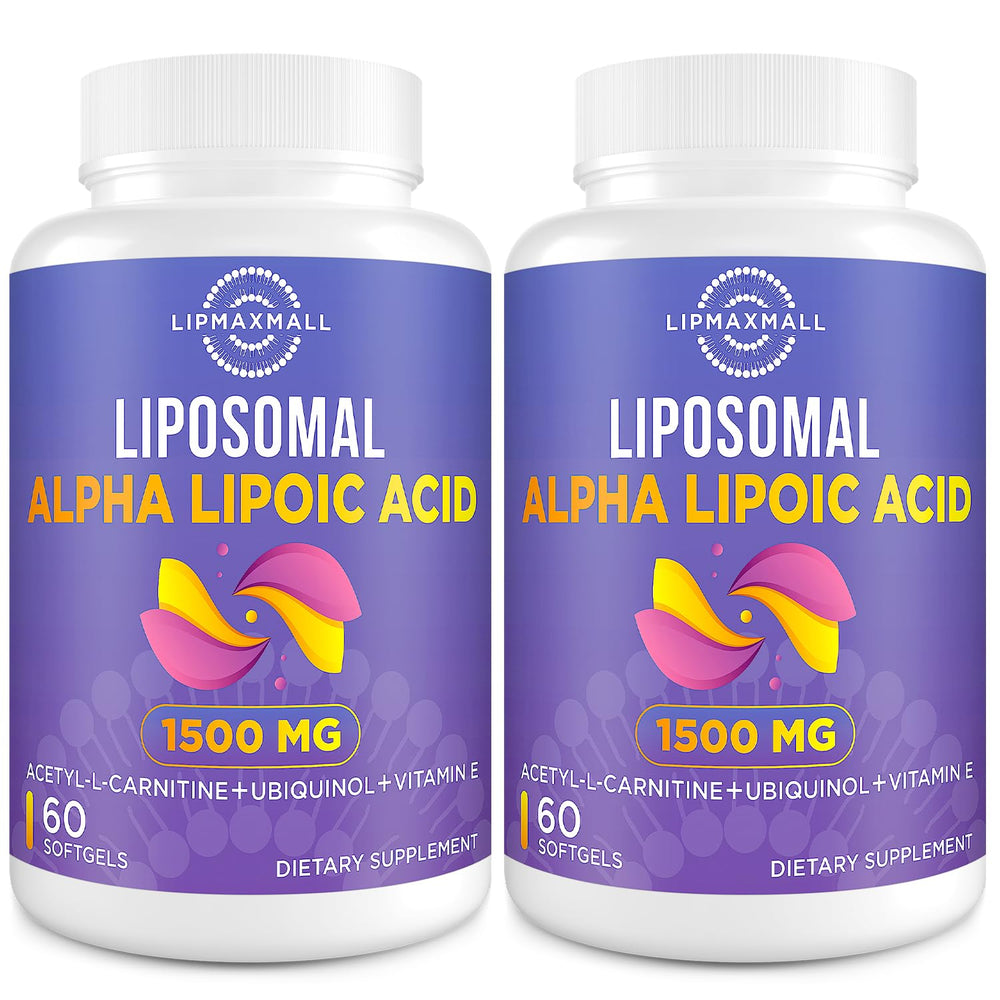 Lipmaxmall liposomal ALA bottle showing high-potency antioxidant formula.