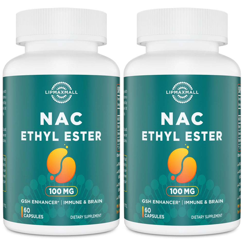 Lipmaxmall NACET-ethyl-ester 100mg bottle for adults, premium antioxidant supplement.