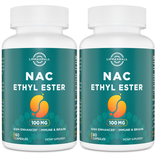 Lipmaxmall NACET-ethyl-ester 100mg bottle for adults, premium antioxidant supplement.