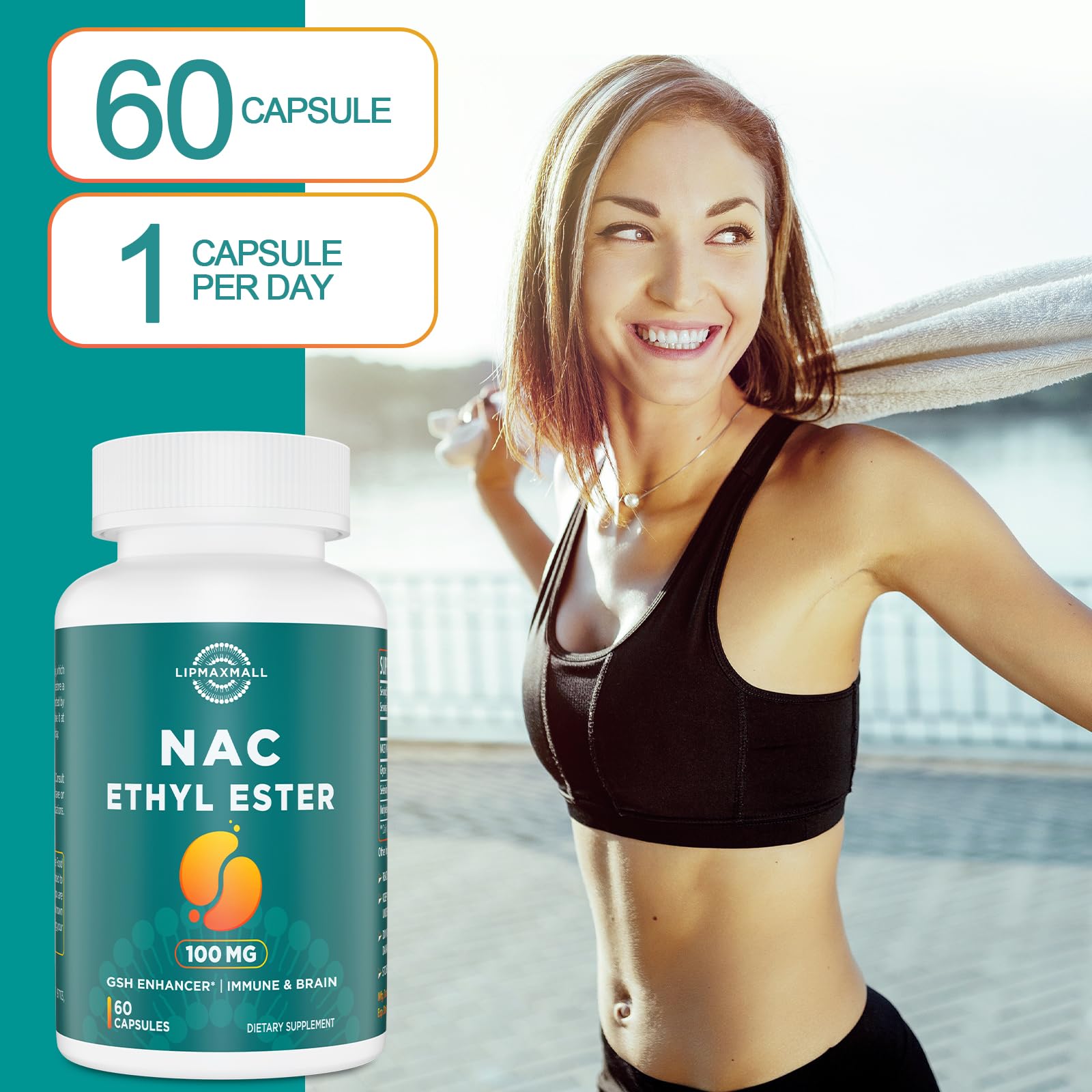 Lipmaxmall NACET-ethyl-ester illustration suggesting brain-related antioxidant support.