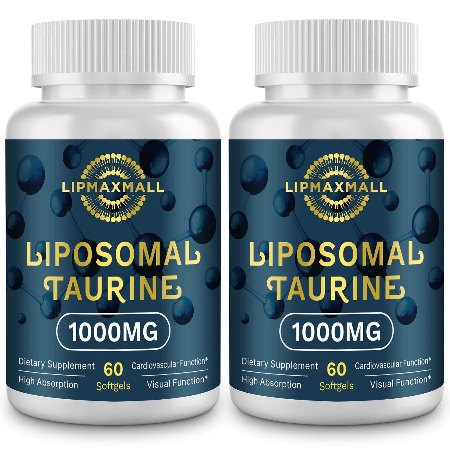 lipmaxmall Liposomal Taurine softgel pack closeup illustrating product and packaging benefits