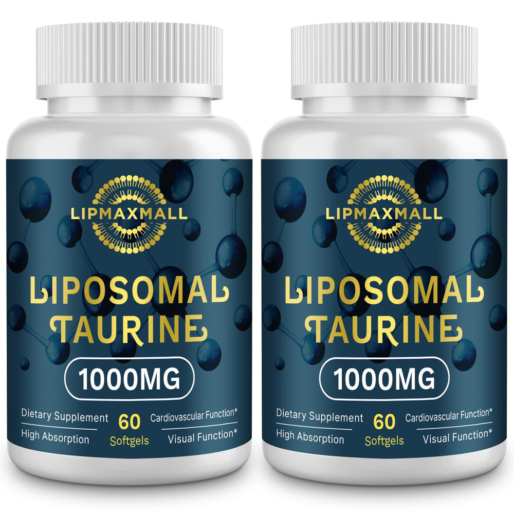 lipmaxmall Liposomal Taurine softgel pack closeup illustrating product and packaging benefits