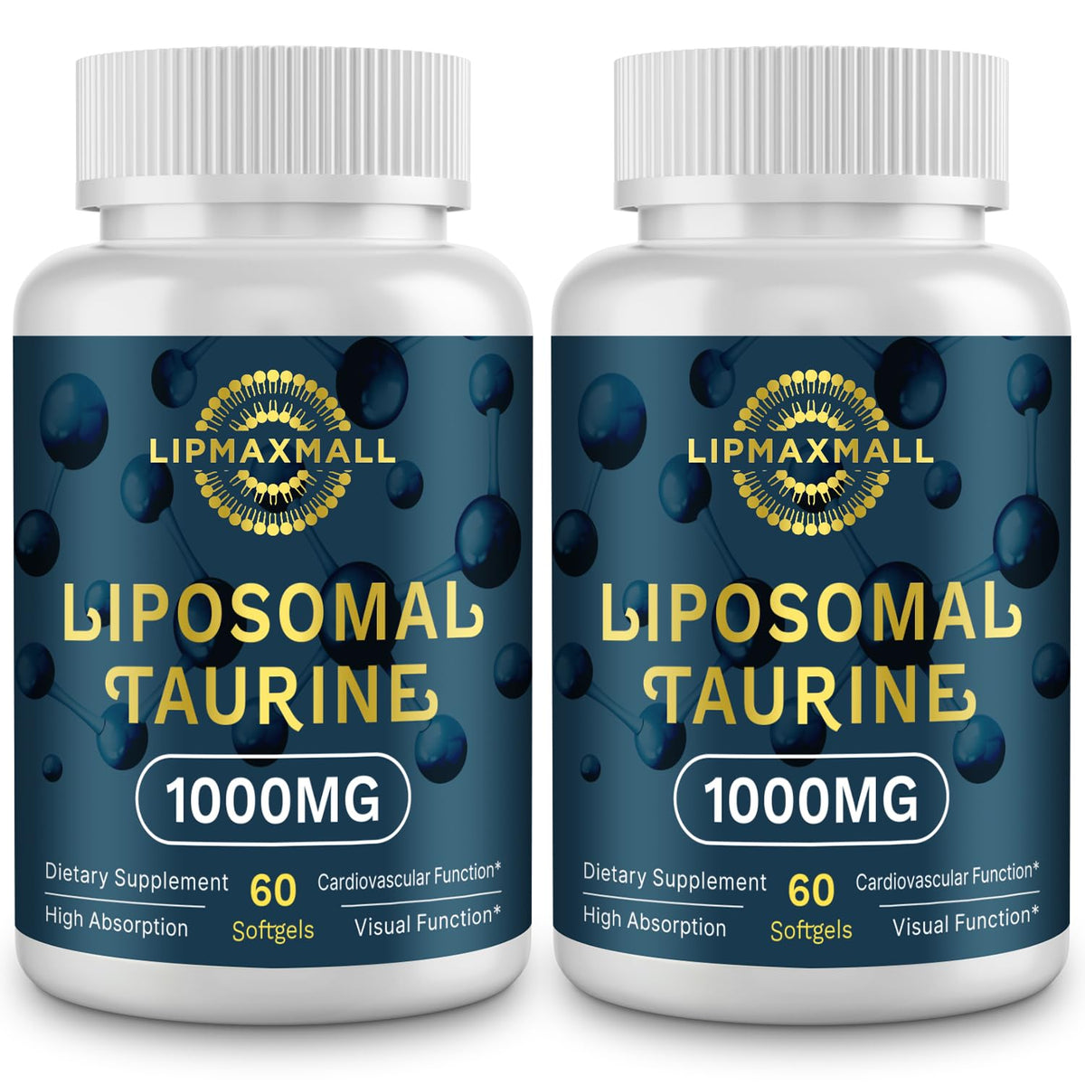 lipmaxmall Liposomal Taurine softgel pack closeup illustrating product and packaging benefits