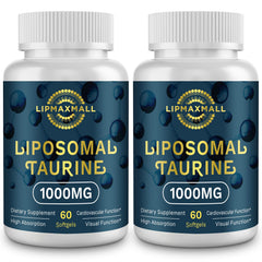 lipmaxmall Liposomal Taurine softgel pack closeup illustrating product and packaging benefits