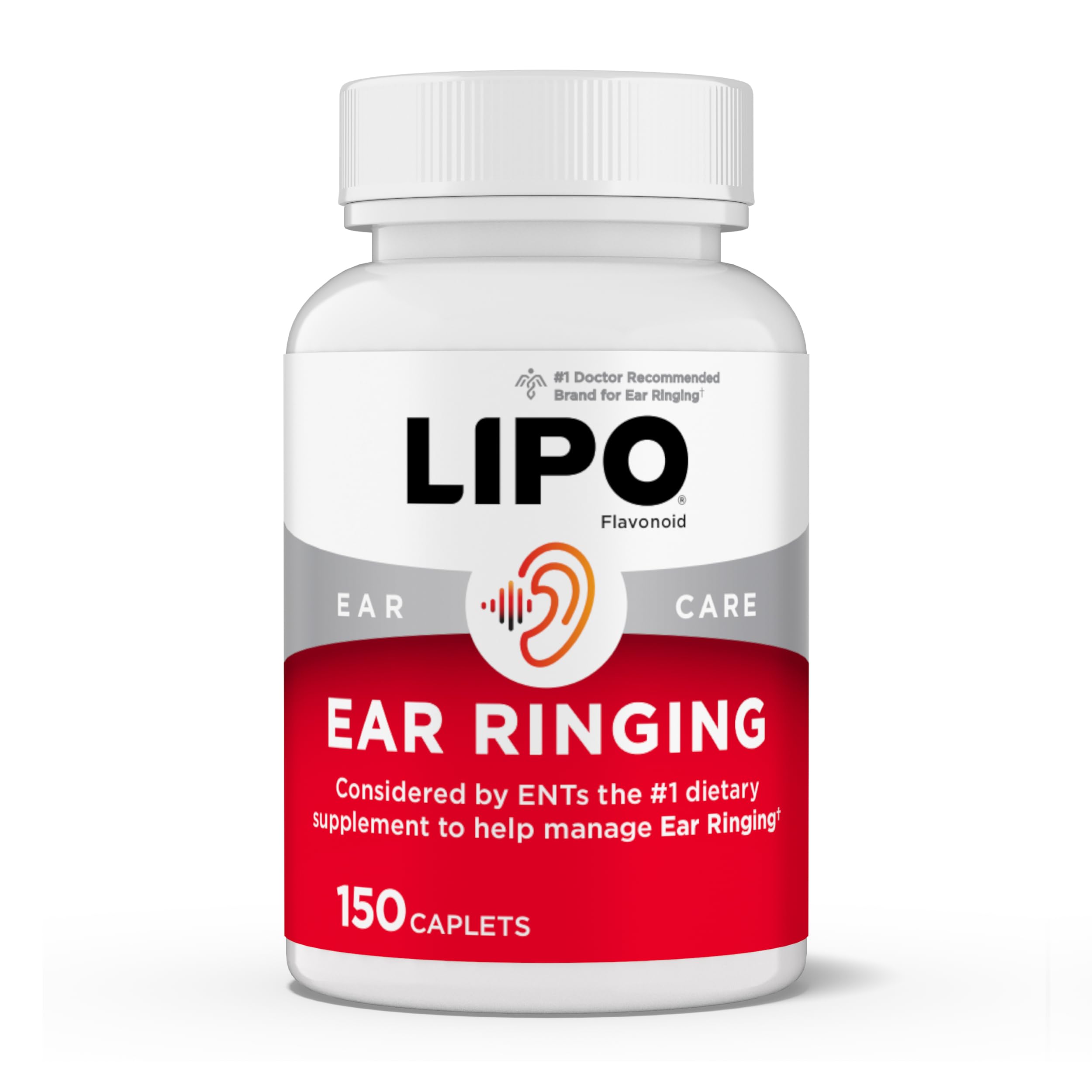 Lipo-Flavonoid bottle caplets for easy daily use and ear health support.