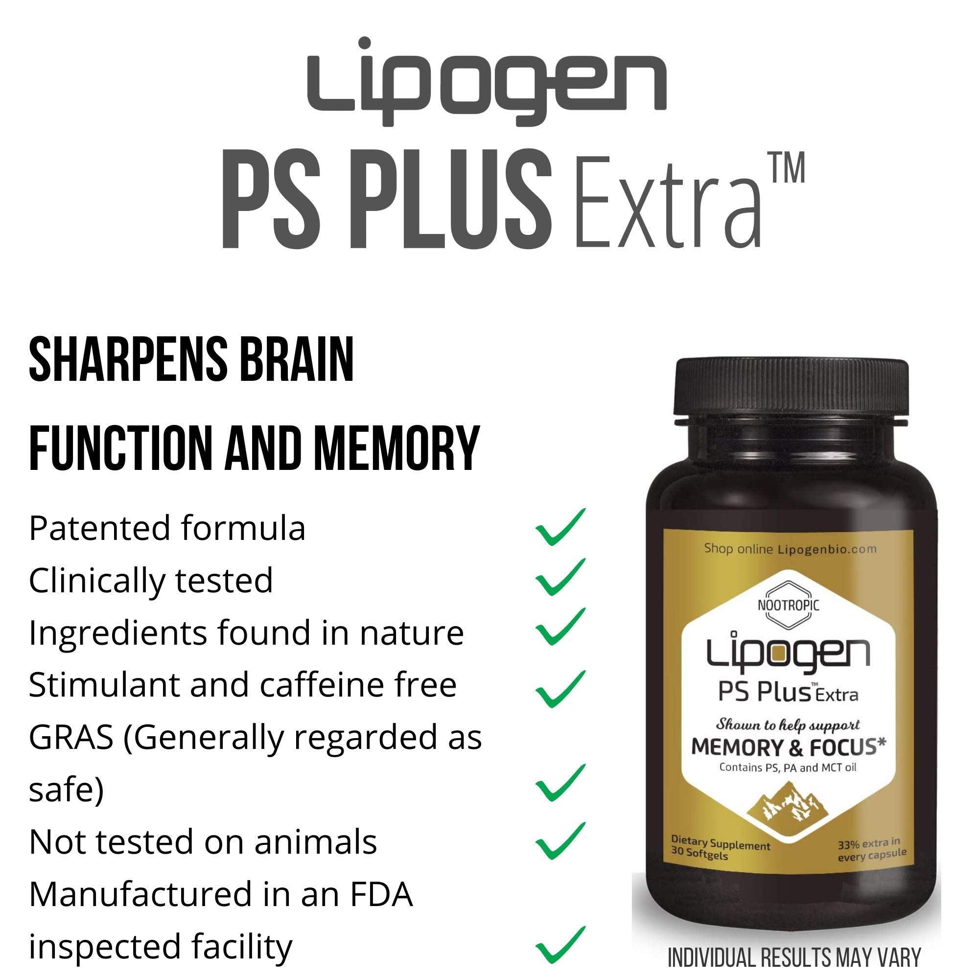 Lipogen PS Plus Extra usage scenes show calm focus during study.