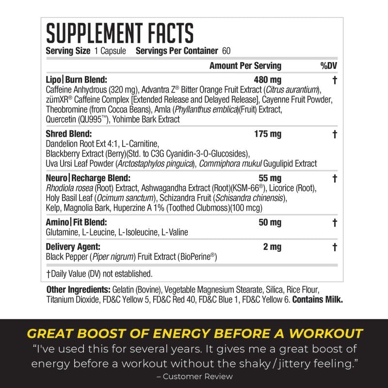 Close-up of LIPORUSH NDS Nutrition XT capsules showing compact thermogenic formula.