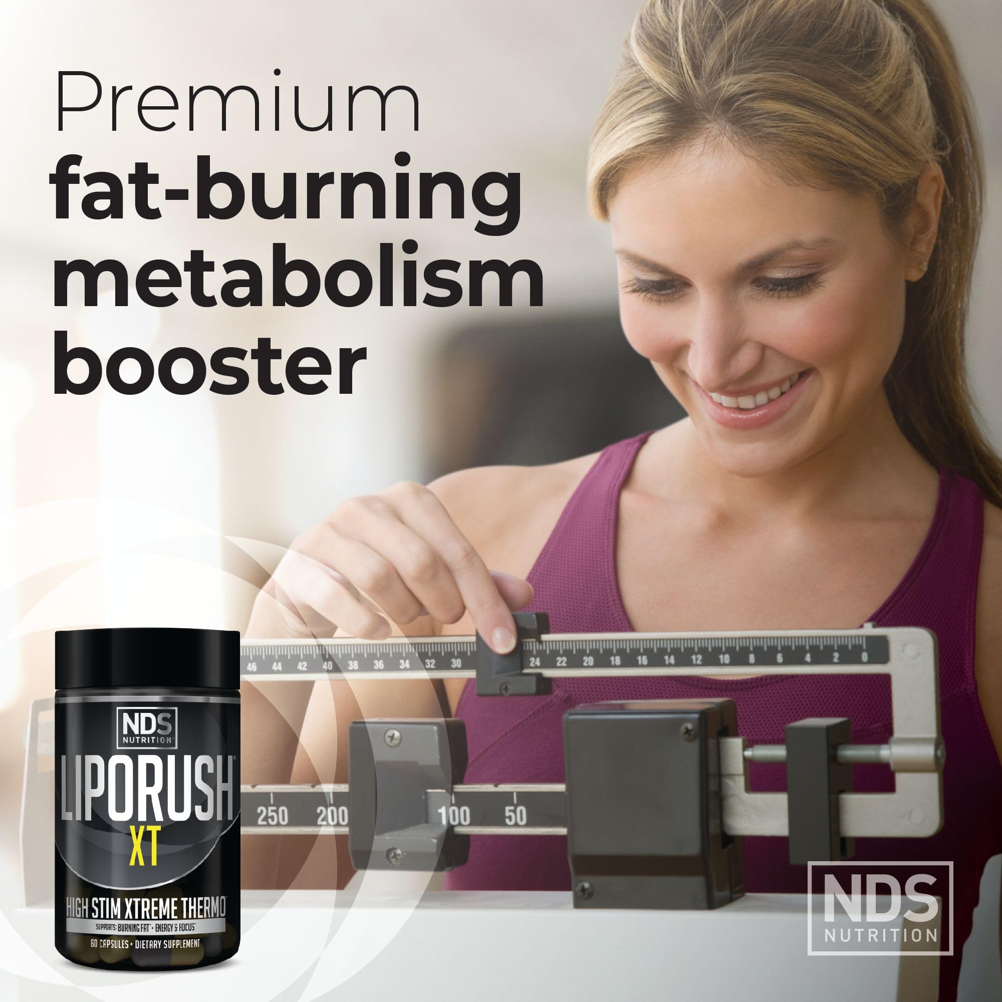 LIPORUSH NDS Nutrition XT label details with ingredients and dosage guidance.