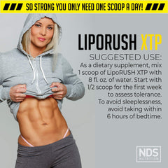 Liporush XTP daily use setup with bottle and scoop