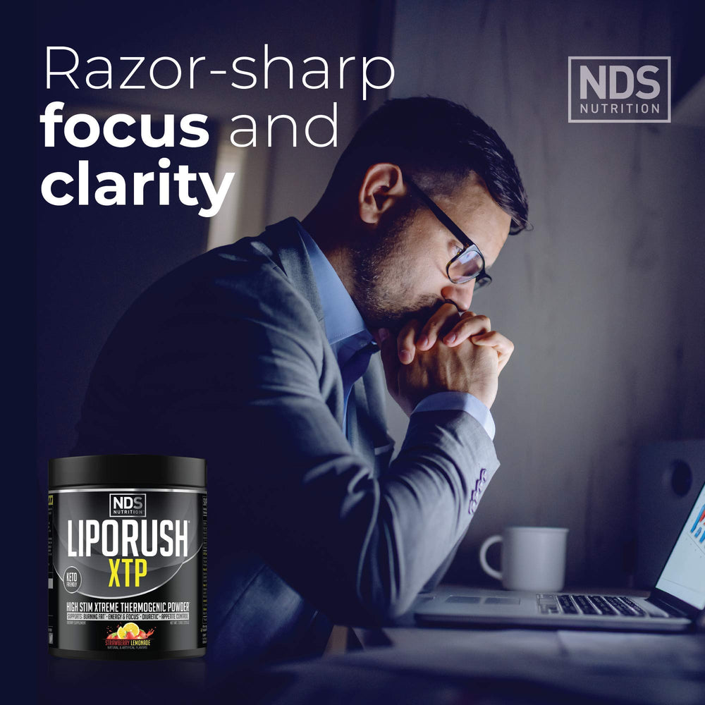 Liporush XTP Strawberry Lemonade in glass, refreshing and energizing
