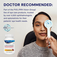 Lipotriad Visionary Eye label front highlights AREDS2 based ingredients and daily use.