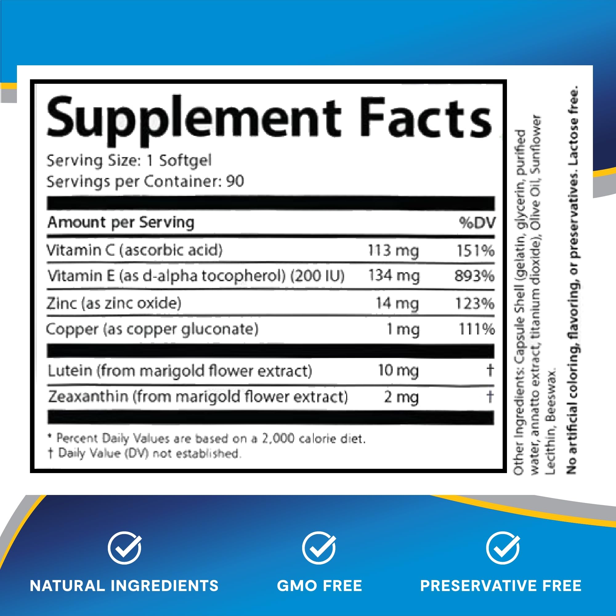 Daily dosage representation showing one softgel per day for seniors.