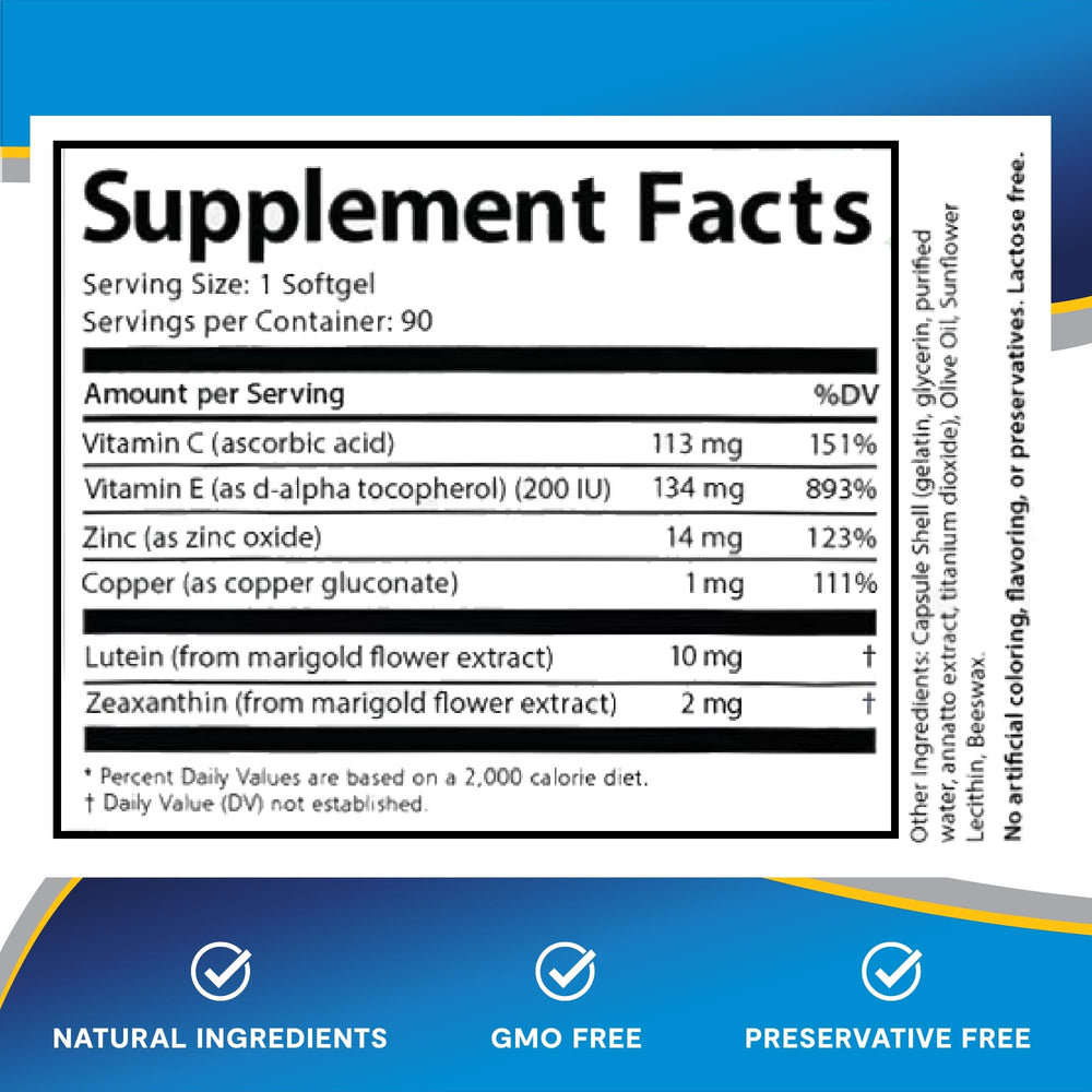 Daily dosage representation showing one softgel per day for seniors.