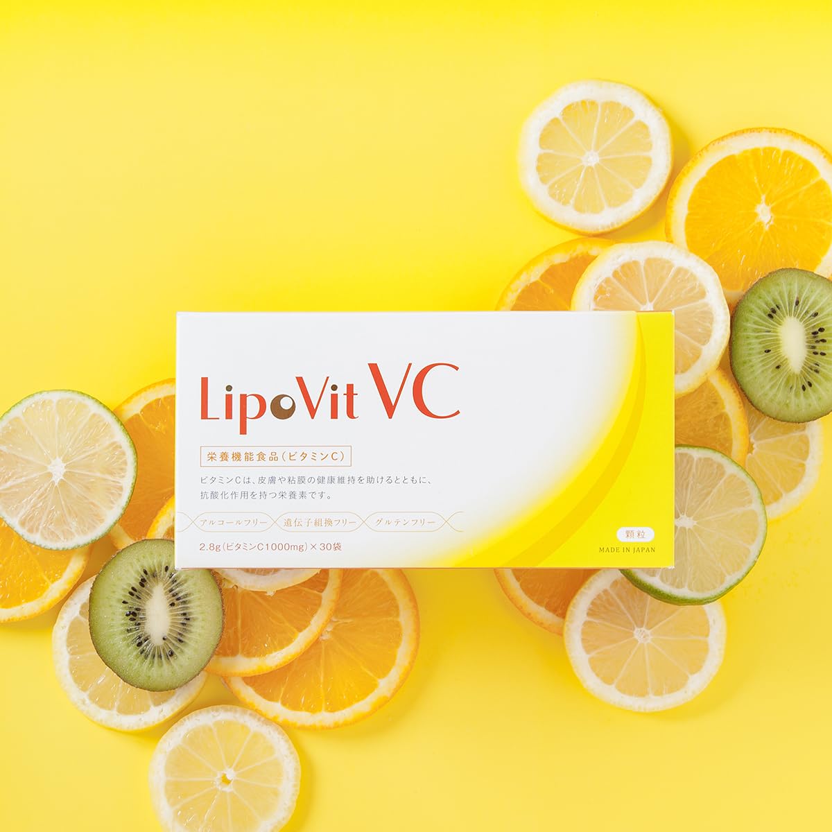 Glass of water showing dissolved LipoVit VC vitamin C