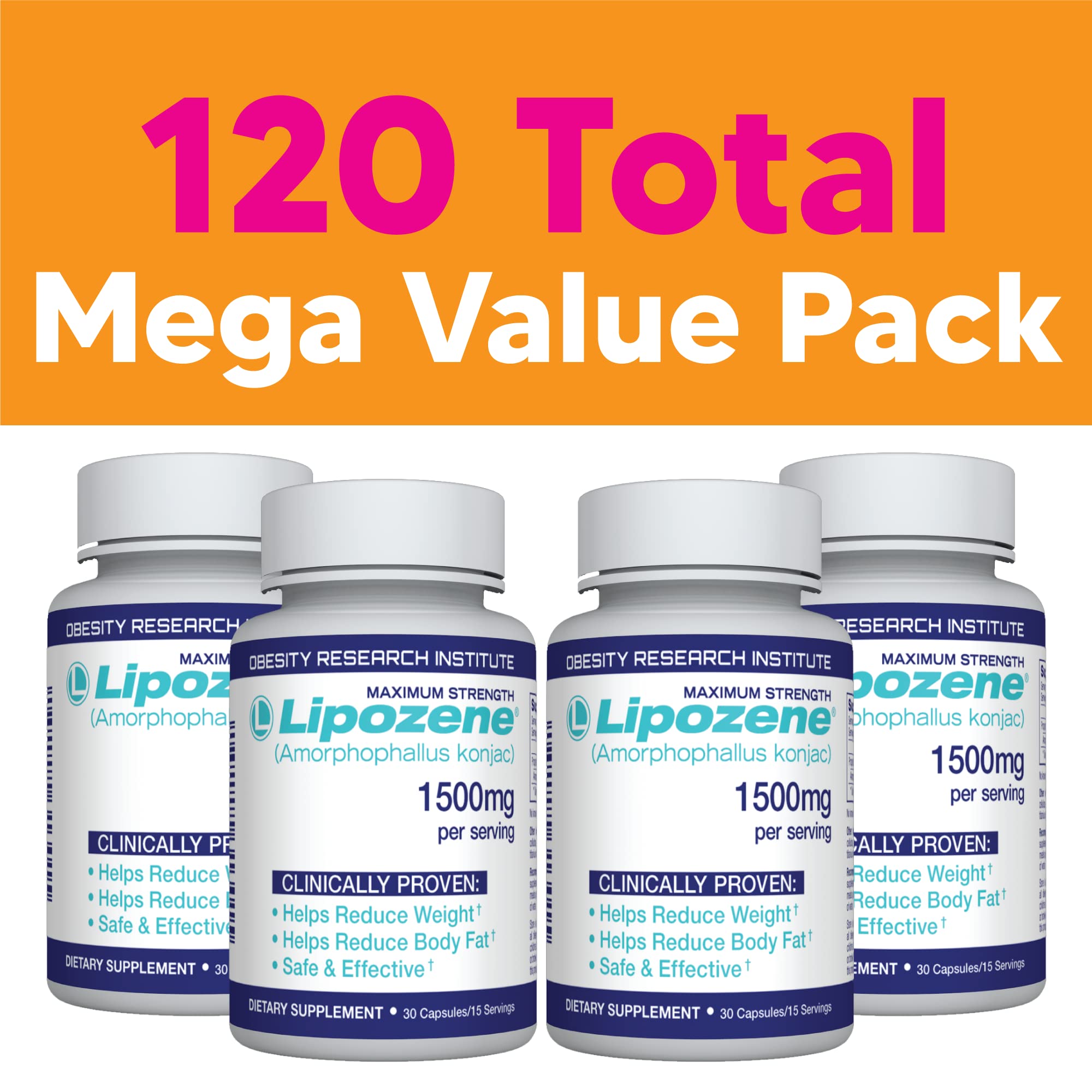 Lipozene bottles grouped together, signaling four-bottle value for ongoing daily routine.