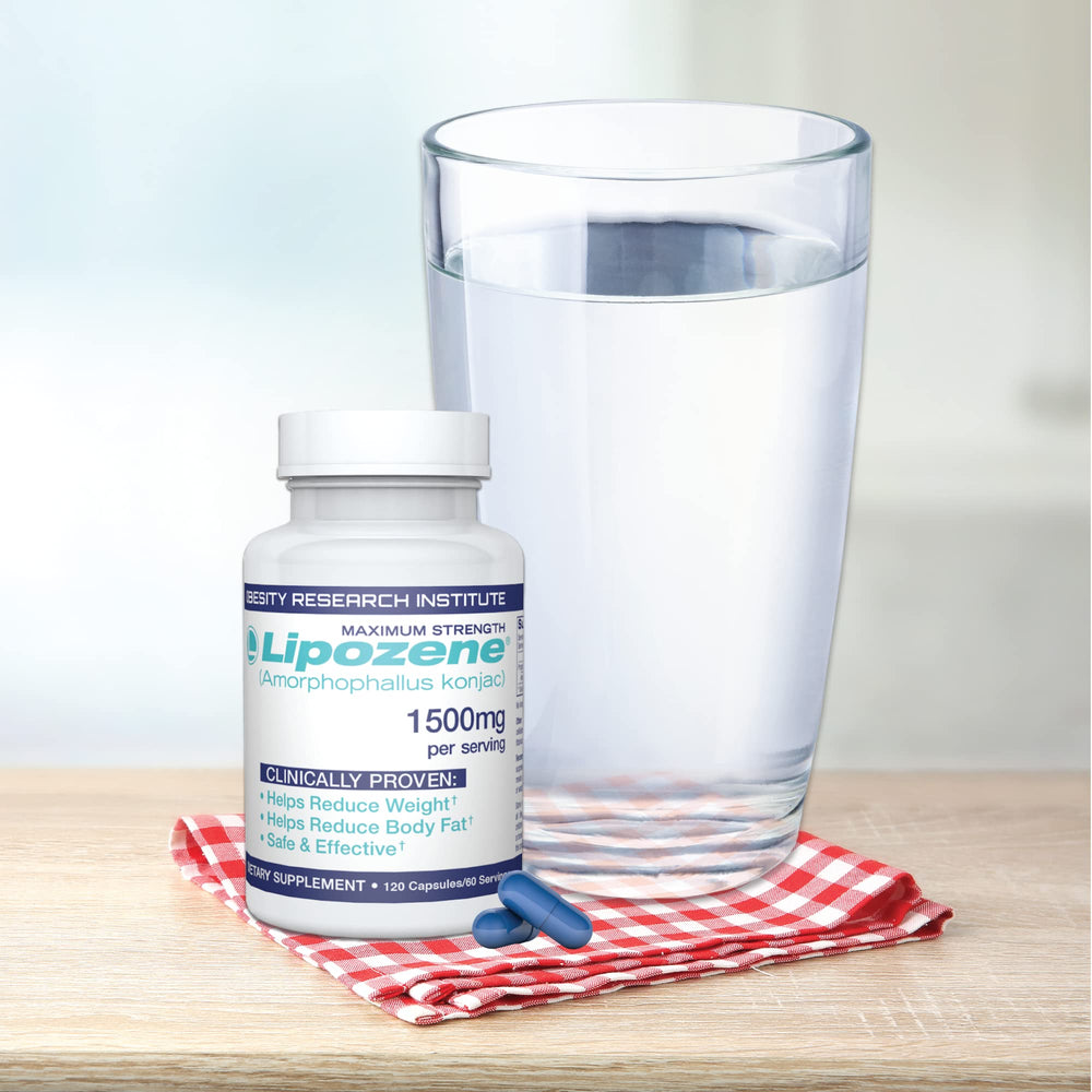 Lipozene dosage cup with glass for premeal water intake