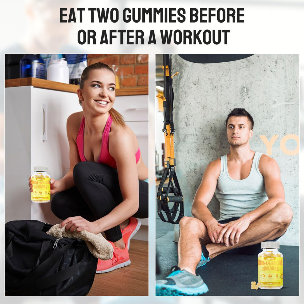 Liqherb HMB and Leucine gummies cap open for quick daily use before training.