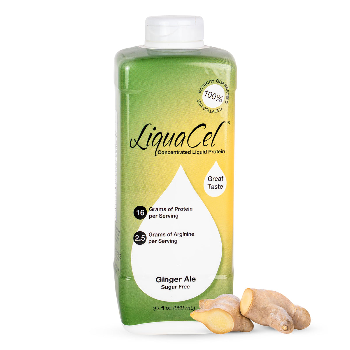 LiquaCel ginger-ale bottle ready-to-drink protein for daily use