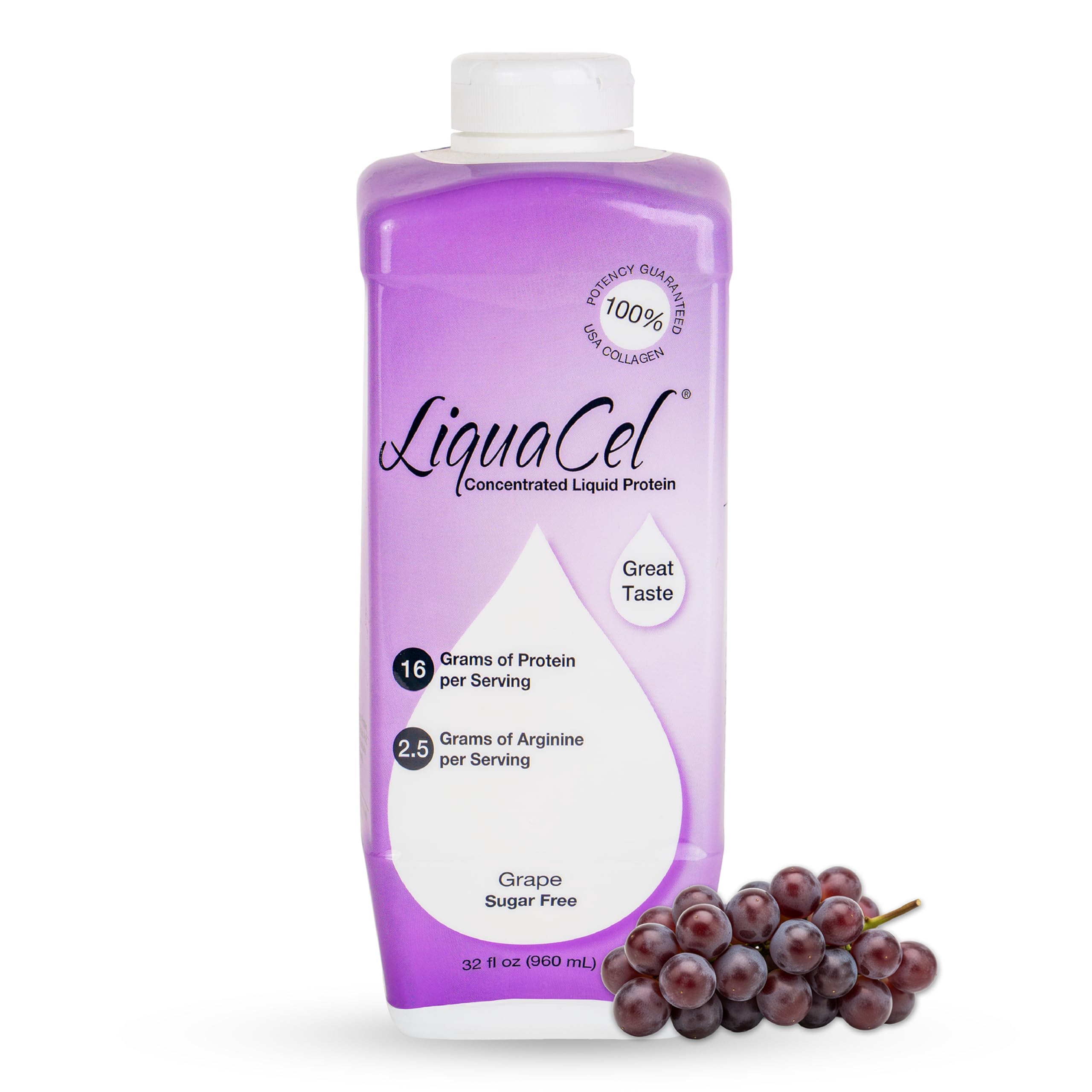 LiquaCel grape bottle 32oz offers convenient daily protein support.