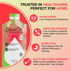 LiquaCel close-up of hydrolyzed collagen ingredients and nutrition details.