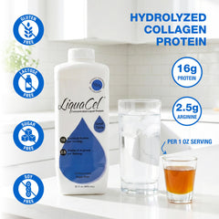 LiquaCel label close-up highlights hydrolyzed collagen ingredients