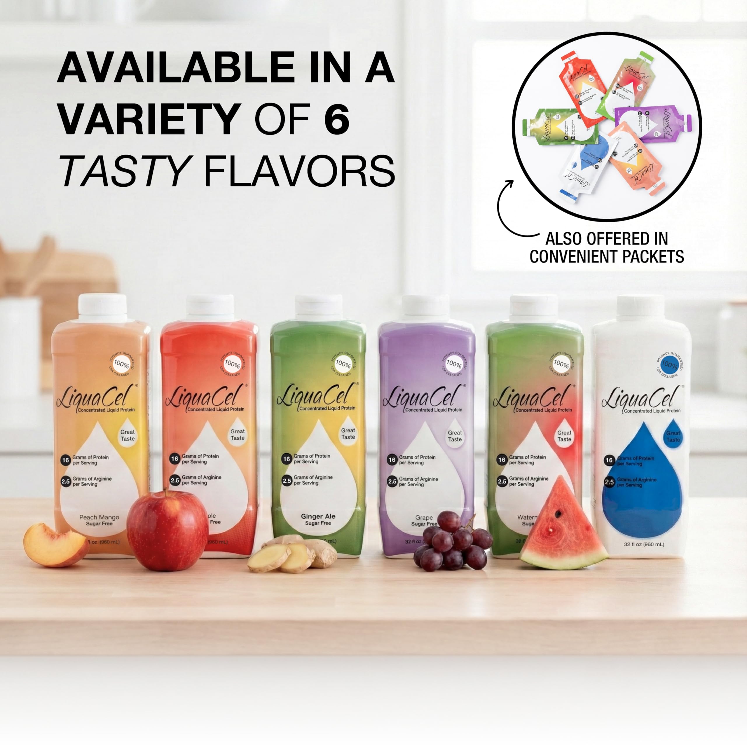 LiquaCel nutrition label highlights sugar-free, gluten-free formula.